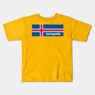 Reykjavík City in Icelandic Flag Kids T-Shirt